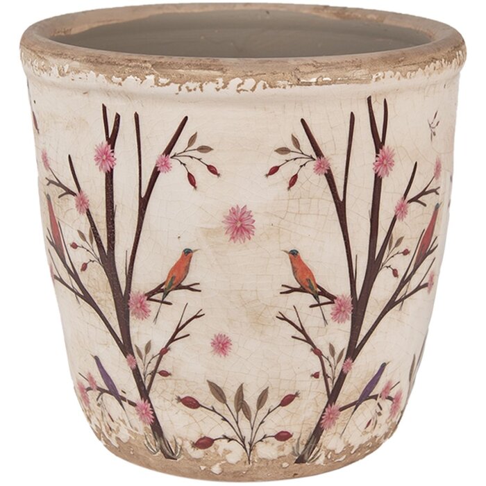 Clayre & Eef 6CE1641M Pot de fleurs pour intérieur Beige Marron Ø 14x13 cm