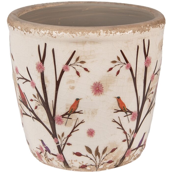 Clayre & Eef 6CE1641S Pot de fleurs pour intérieur Beige Marron Ø 13x12 cm