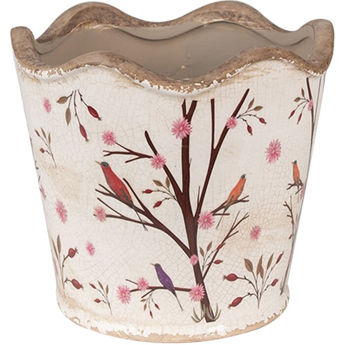 Clayre & Eef 6CE1644 Pot de fleurs pour intérieur Beige Marron Ø 16x15 cm