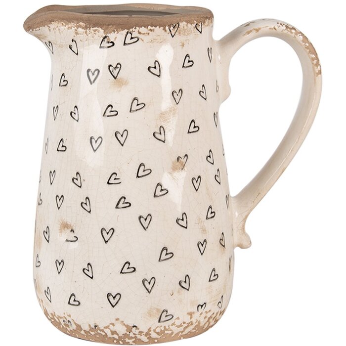 Clayre & Eef 6CE1654M Pichet décoratif Beige Noir 16x12x18 cm