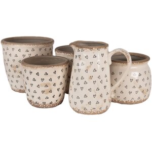 Clayre & Eef 6CE1654M Pichet décoratif Beige Noir 16x12x18 cm