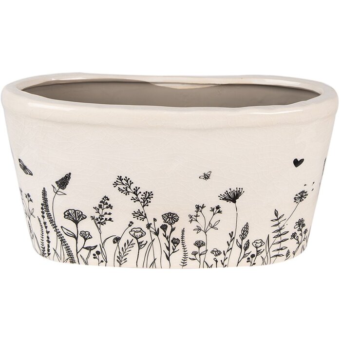 Clayre & Eef 6CEFAF0003L Pot de fleurs pour intérieur Beige, Noir 27x13x14 cm