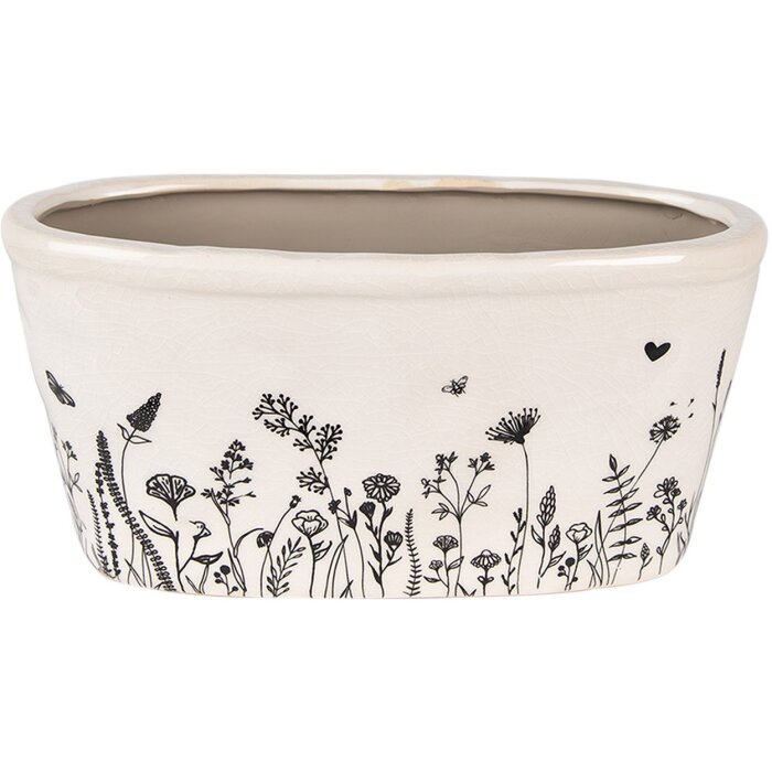 Clayre & Eef 6CEFAF0003M Pot de fleurs pour intérieur Beige Noir 23x11x11 cm
