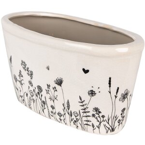 Clayre & Eef 6CEFAF0003M Pot de fleurs pour intérieur Beige Noir 23x11x11 cm