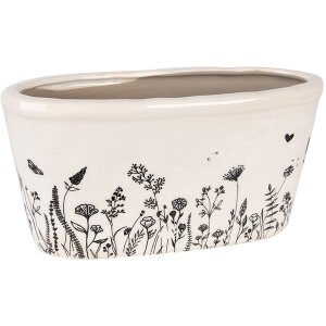 Clayre & Eef 6CEFAF0003M Pot de fleurs pour intérieur Beige Noir 23x11x11 cm
