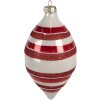 Clayre & Eef 6GL4330 Boule de Noël rouge blanc Ø 8x15 cm