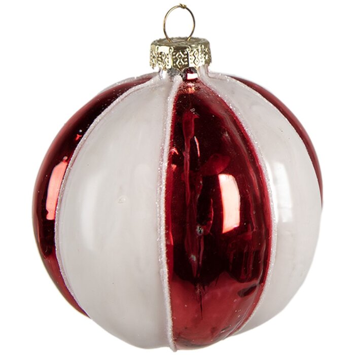 Clayre & Eef 6GL4336 Boule de Noël rouge blanc Ø 8x8 cm