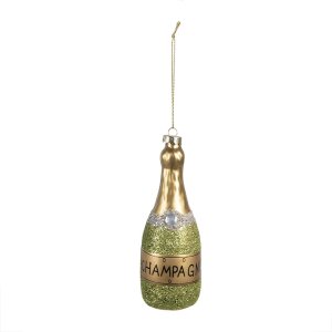Clayre & Eef 6GL4345 Pendentif de Noël Vert Doré Ø 5x14 cm