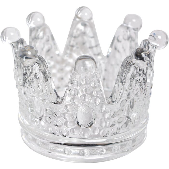 Clayre & Eef 6GL4430 Porte-bougie en verre Couronne Transparent Ø 7x5 cm