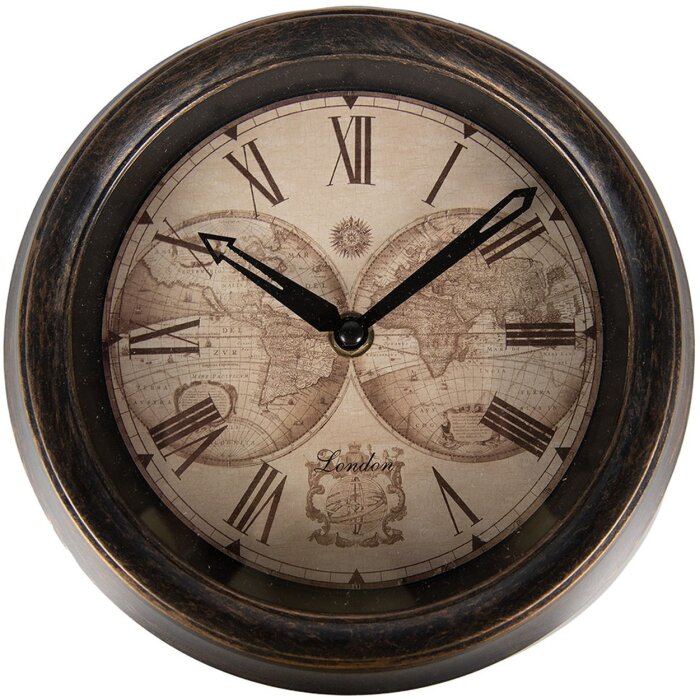 Clayre & Eef 6KL0801 Horloge murale Marron Beige Ø 23x5 cm - 1xAA