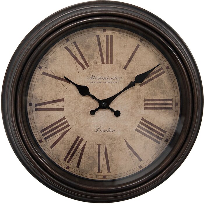 Clayre & Eef 6KL0808 Horloge murale Marron Ø 29x5 cm - 1xAA