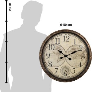 Clayre & Eef 6KL0813 Horloge murale Marron Beige Ø 50x5 cm - 1xAA