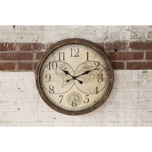 Clayre & Eef 6KL0813 Horloge murale Marron Beige Ø 50x5 cm - 1xAA