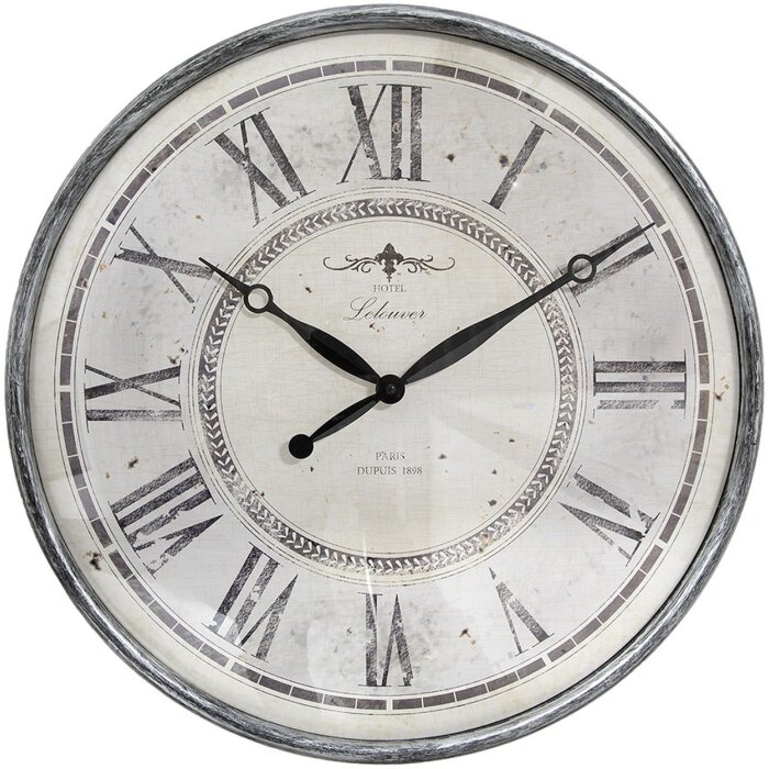 Clayre & Eef 6KL0815 Horloge murale Gris Beige Ø 50x6 cm - 1xAA