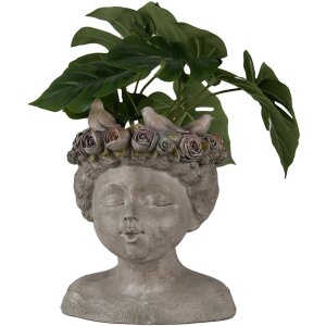 Clayre & Eef 6PR3896 Pot de fleurs pour intérieur Gris 22x20x26 cm