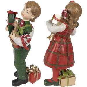 Clayre & Eef 6PR3920 Décoration Enfants Rouge, Vert 7x6x13 - 7x5x13 cm (2 pièces)