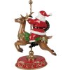 Décoration de Noël Image fixe Père Noël sur renne rouge, brun 29x14x46 cm