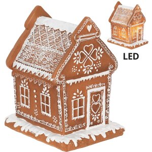 Clayre & Eef 6PR3975 Décoration Maison avec LED Marron 15x12x17 cm- 3xAAA