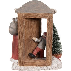 Clayre & Eef 6PR4945 Décoration Père Noël LED rouge brun 18x8x22 cm