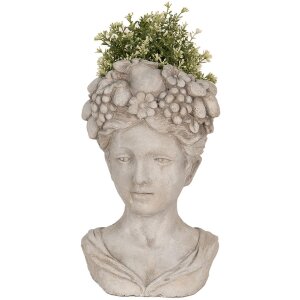 Clayre & Eef 6TE0492 Pot de fleurs pour intérieur Gris 22x21x35 cm Tête de femme