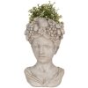 Clayre & Eef 6TE0492 Pot de fleurs pour intérieur Gris 22x21x35 cm Tête de femme