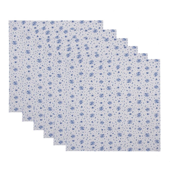 Clayre & Eef BRB43 Serviettes Coton Set de 6 Beige, Bleu 40x40 cm