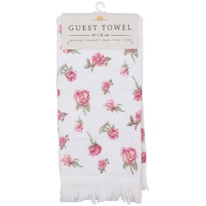 Clayre & Eef CT029 Serviette dinvité blanc rose 40x66 cm