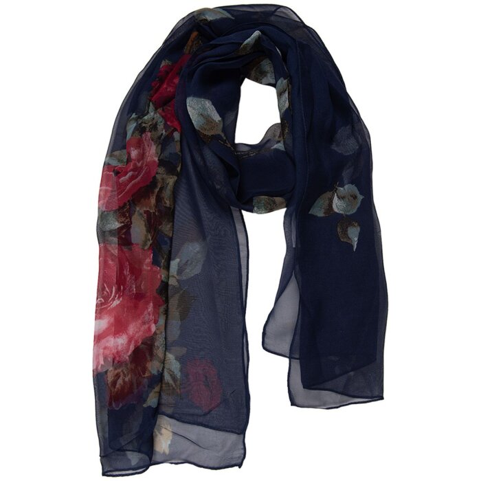 Juleeze JZSC0714BL Écharpe Femme Bleu Floral 50x160 cm