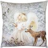 Clayre & Eef KT021.323 Housse de coussin motif ange blanc gris 45x45 cm style campagnard