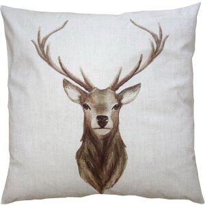 Clayre & Eef NWV21 Housse de coussin beige avec cerf...
