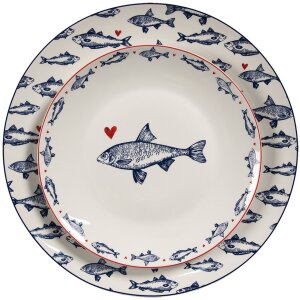 Clayre & Eef Assiette plate SSFDP Blanc Bleu Motif...