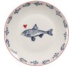 Clayre & Eef Assiette plate SSFDP Blanc Bleu Motif poisson Ø 20x2 cm Porcelaine