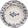 Clayre & Eef Assiette plate SSFDP Blanc Bleu Motif poisson Ø 20x2 cm Porcelaine