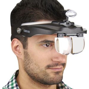 Carson MagniVisor Deluxe PRO Series loupe de tête à LED avec 4 lentilles - Noir