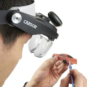 Carson MagniVisor Deluxe PRO Series loupe de tête à LED avec 4 lentilles - Noir