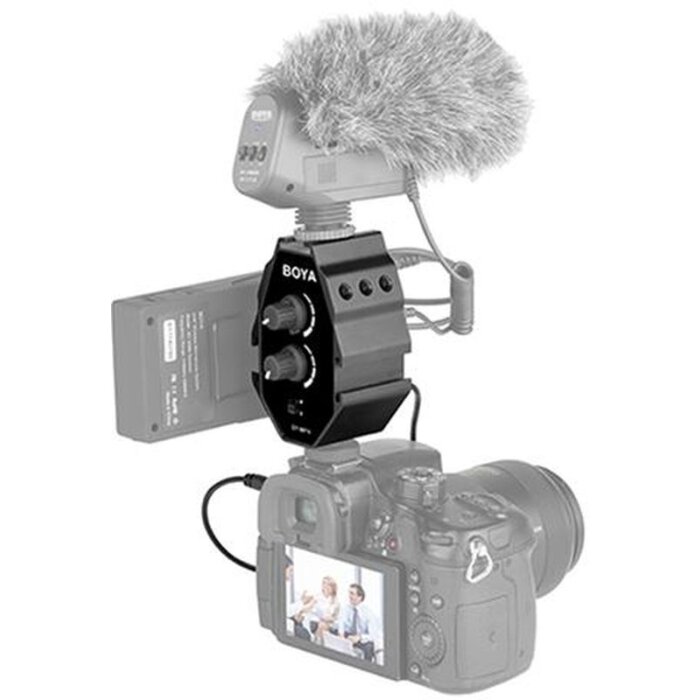 Boya BY-MP4 Adaptateur audio pour smartphone DSLR caméscope 3 sabots de montage