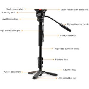 Nest Video Monopod NT-329M Noir Hauteur 145 cm