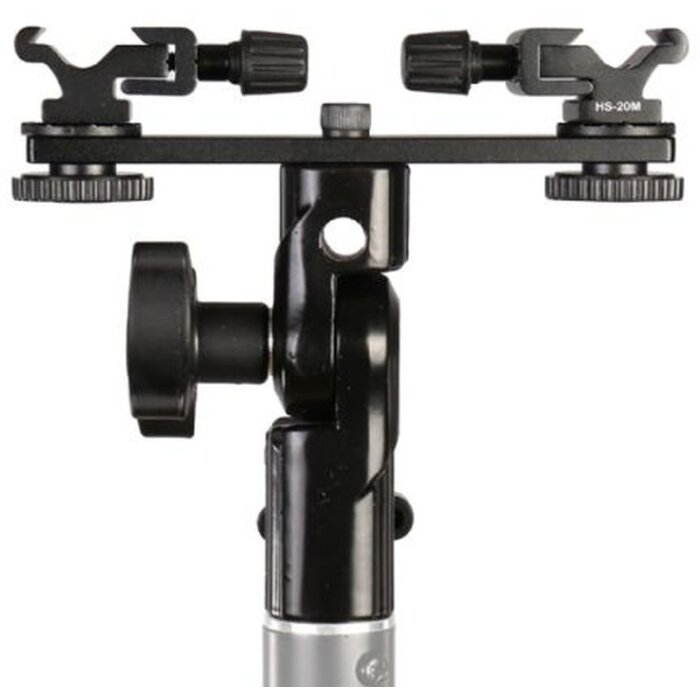 Falcon Eyes CLD-14A Twin Mount Tilting Bracket avec 2 adaptateurs de sabot de flash HS-20M