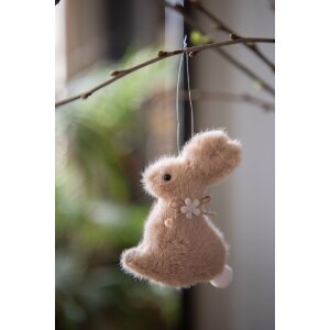 Clayre & Eef 65350 Pendentif décoratif Lapin 7x3x10 cm brun