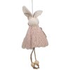Clayre & Eef 65352 Pendentif décoratif Lapin 8x3x16 cm rose