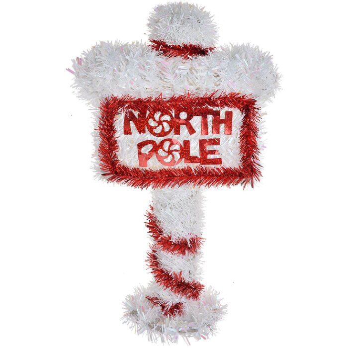 Clayre & Eef 65491 Décoration de Noël Pôle Nord 20x8x36 cm Rouge et Blanc