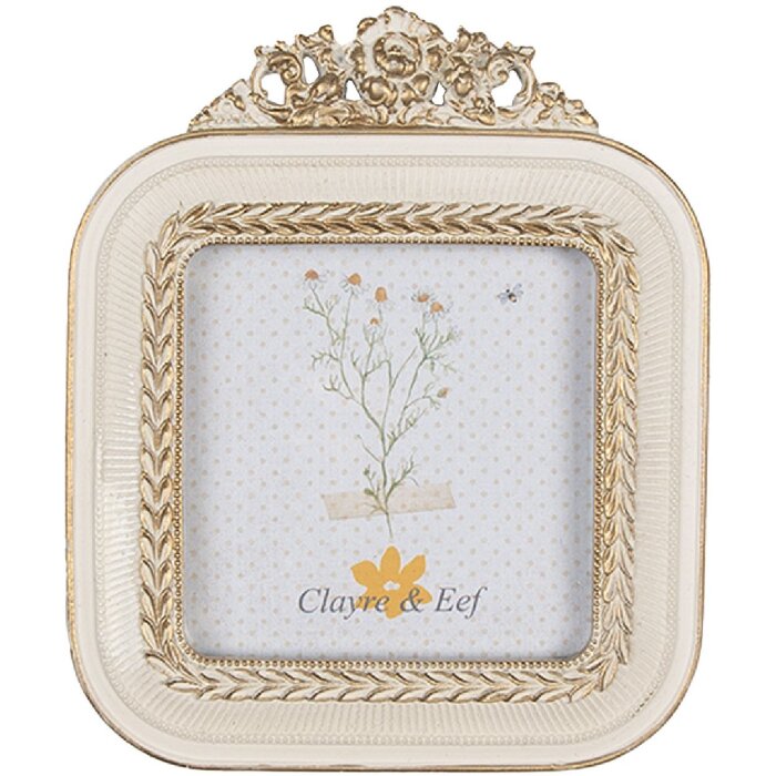 Clayre & Eef 2F1059 Cadre photo 11x2x13 cm / 9x9 cm Blanc Doré