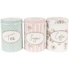 Clayre & Eef 6BL0111 Set de verres à provisions, 3 pièces, Ø 8x12 cm, blanc, floral