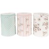 Clayre & Eef 6BL0111 Set de verres à provisions, 3 pièces, Ø 8x12 cm, blanc, floral