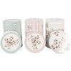 Clayre & Eef 6BL0111 Set de verres à provisions, 3 pièces, Ø 8x12 cm, blanc, floral
