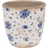 Clayre & Eef 6CE1658L Pot de fleurs Ø 16x16 cm Beige Bleu Vintage Motif floral