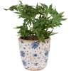 Clayre & Eef 6CE1658L Pot de fleurs Ø 16x16 cm Beige Bleu Vintage Motif floral