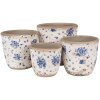 Clayre & Eef 6CE1658L Pot de fleurs Ø 16x16 cm Beige Bleu Vintage Motif floral