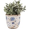 Clayre & Eef 6CE1658S Décoration Pot de fleurs Ø 13x12 cm Beige Bleu