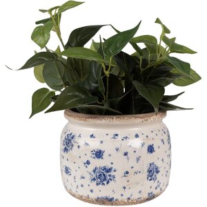 Clayre & Eef 6CE1659L Pot de fleurs Beige Bleu Ø 20x15 cm Style vintage Intérieur
